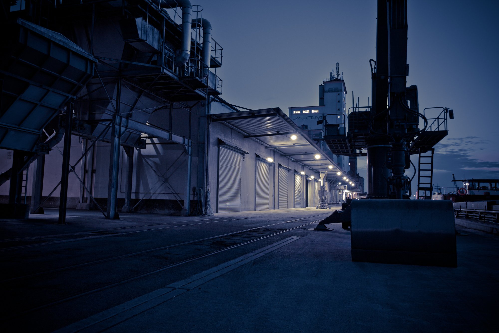 Abandoned Industrial Park at Night